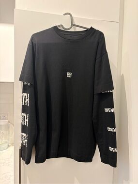 Black Long Sleeve Layered T-Shirt with Logo Patch